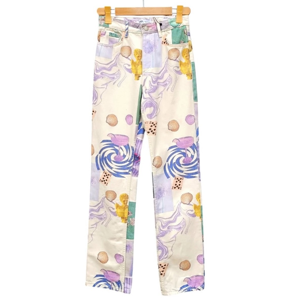 🔥CLEAR OUT🔥 Women’s Zara High Rise Fit Pastel Printed Jeans
